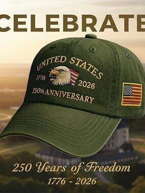 250th Anniversary Commemorative Hat Men Patriotic Adjustable Green Color USA